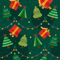 christmas trees and gifts vector