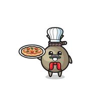 money sack character as Italian chef mascot vector