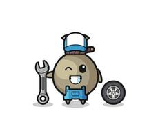 the money sack character as a mechanic mascot vector