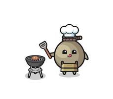 money sack barbeque chef with a grill vector