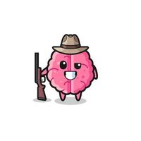 brain hunter mascot holding a gun vector