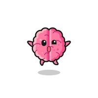 brain character is jumping gesture vector