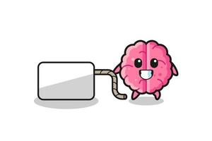 brain cartoon is pulling a banner vector