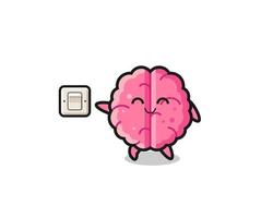 cartoon brain is turning off light vector