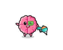 caricatura del cerebro como mascota del futuro guerrero vector