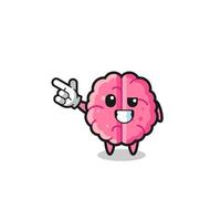 brain mascot pointing top left vector