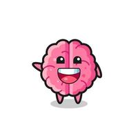 personaje de mascota lindo cerebro feliz vector