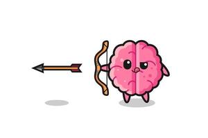 illustration of brain character doing archery vector