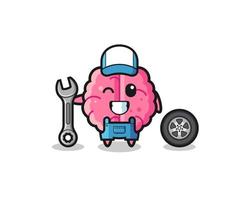 the brain character as a mechanic mascot vector