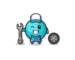 the exercise ball character as a mechanic mascot vector