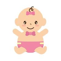 cute little baby girl character vector