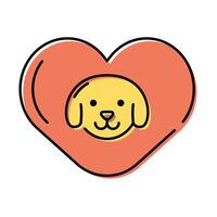 cute little dog head in heart vector