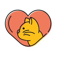 cute little cat mascot in heart vector