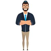 young man with beard avatar character vector