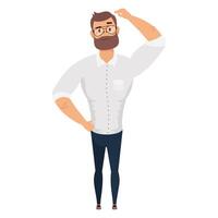 young man with beard avatar character vector