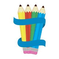 set pencils colors with ribbon vector