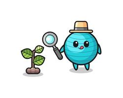 cute exercise ball herbalist researching a plants vector