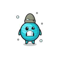 cute cartoon exercise ball with shivering expression vector