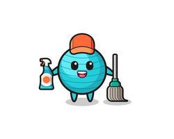 cute exercise ball character as cleaning services mascot vector