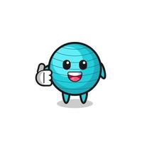 exercise ball mascot doing thumbs up gesture vector