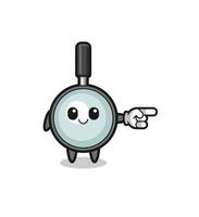 magnifying glass mascot with pointing right gesture vector