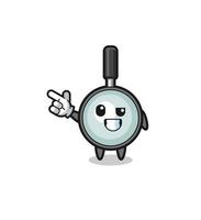 magnifying glass mascot pointing top left vector