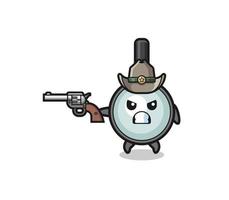 the magnifying glass cowboy shooting with a gun vector