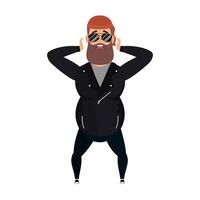 motorcyclist man with beard avatar character vector