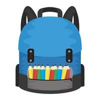 school bag equipment with colors pencils vector