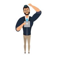 young man with beard avatar character vector