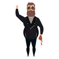 motorcyclist man with beard avatar character vector