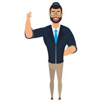 young man with beard avatar character vector