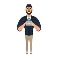 young man with beard avatar character vector