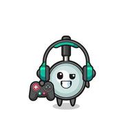 magnifying glass gamer mascot holding a game controller vector