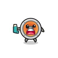 loudspeaker mascot having asthma while holding the inhaler vector