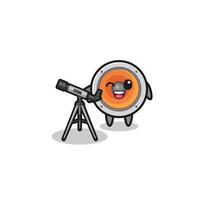 loudspeaker astronomer mascot with a modern telescope vector