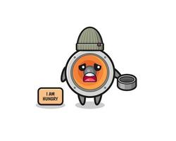 cute loudspeaker beggar cartoon character vector