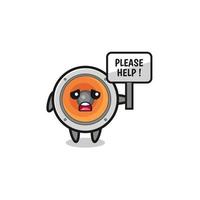 cute loudspeaker hold the please help banner vector