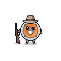 loudspeaker hunter mascot holding a gun vector