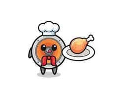 loudspeaker fried chicken chef cartoon character vector