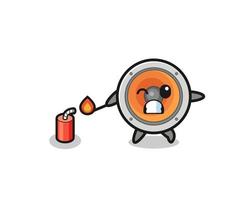 loudspeaker mascot illustration playing firecracker vector