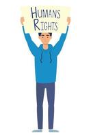 young man with human rights label character vector