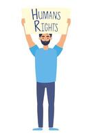 young man with human rights label character vector