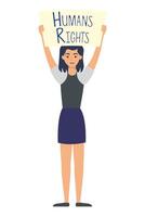 young woman with human rights label character vector