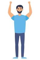 young man with beard avatar character vector