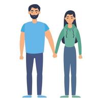 young lovers couple avatars characters vector