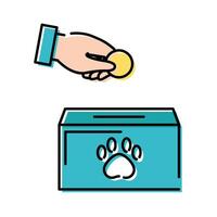 donation urn with paw print mascot vector