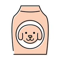 linda cabeza de perrito en bolsa de comida vector