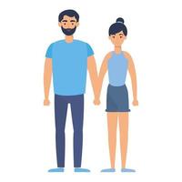 young lovers couple avatars characters vector