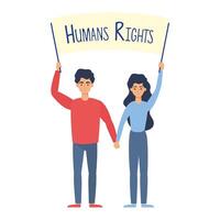 young lovers couple with human rights label vector